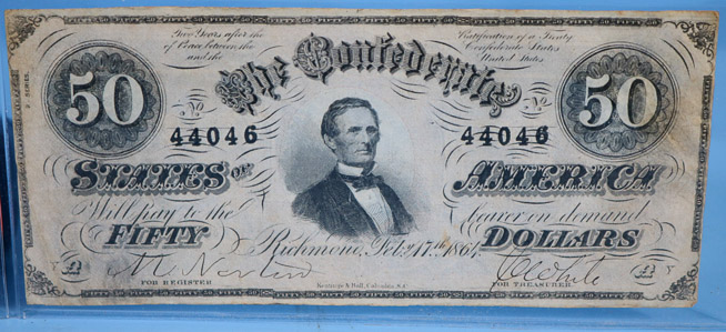 125a - Confederate 50 dollar bill dated Feb. 17th, 1864