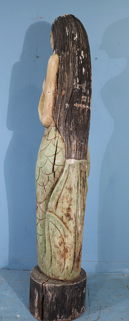 140e - Solid wood mermaid, 75.5 in. T.