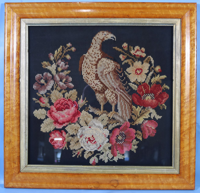 180a - Framed eagle needlepoint, 22 x 22