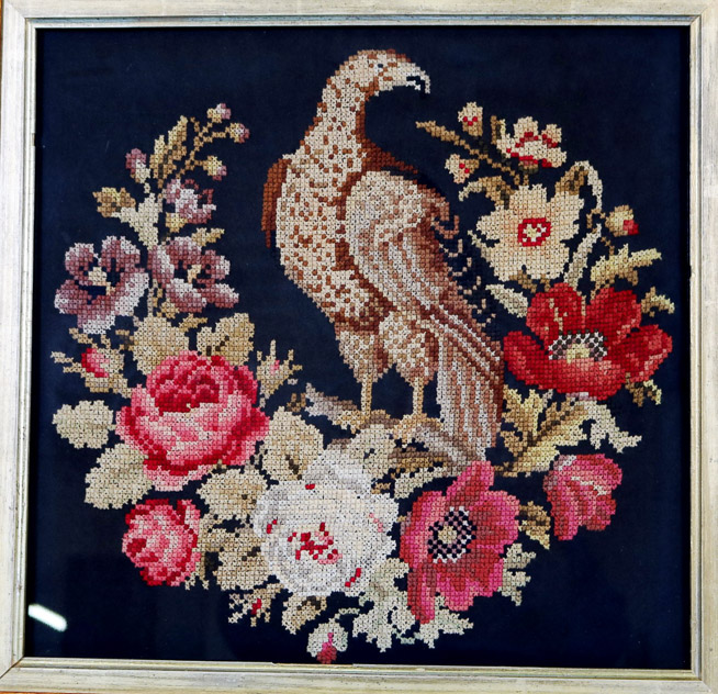 180b - Framed eagle needlepoint, 22 x 22