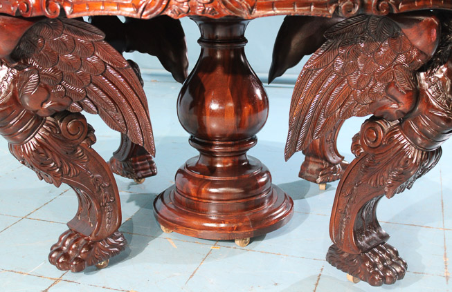 080f - Magnificent heavily carved 60 in. dining table