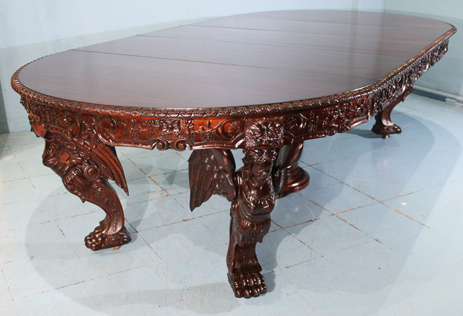 080h - Magnificent heavily carved 60 in. dining table