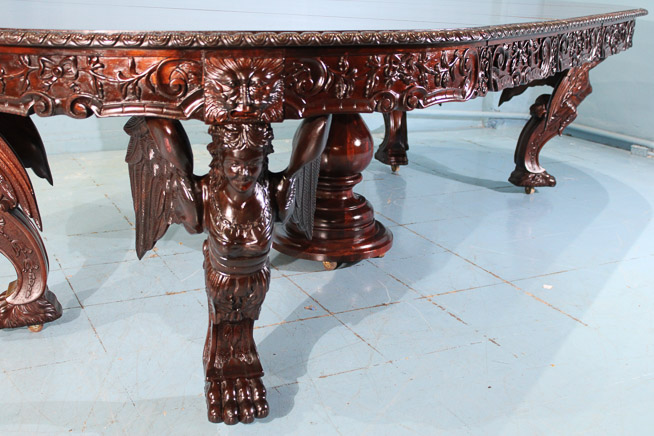 080j - Magnificent heavily carved 60 in. dining table