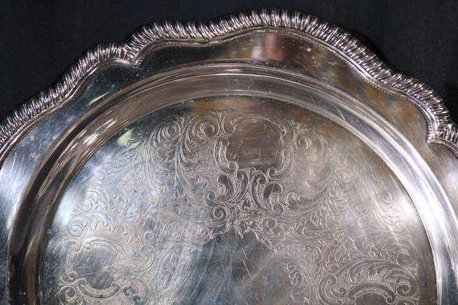 227c - 3 silver-plate sterling trays, 19 in. Dia.