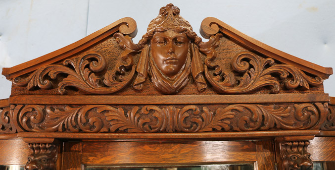 080d - Oak heavily carved dining room suite-15