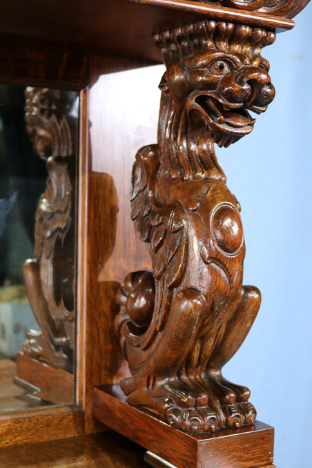 080m - Oak heavily carved dining room suite-15