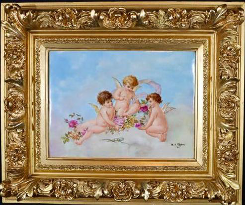 093a -  Beautiful Large Antique German Porcelain Plaque-15