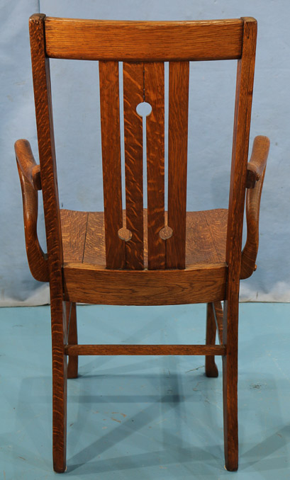 320d - Pair of quarter sawn mission oak chairs-21