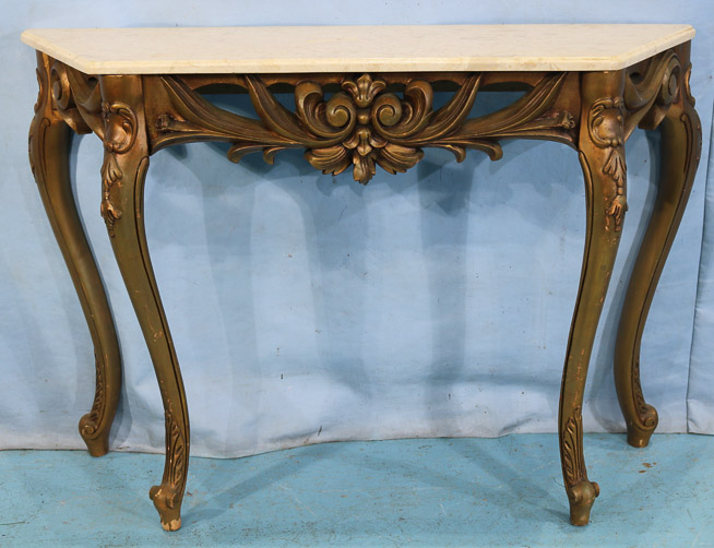 536a - Gold marble top console table