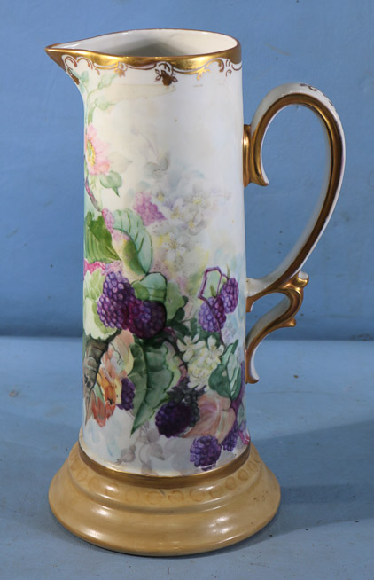 424a - Victorian pitcher with hand painted blackberries