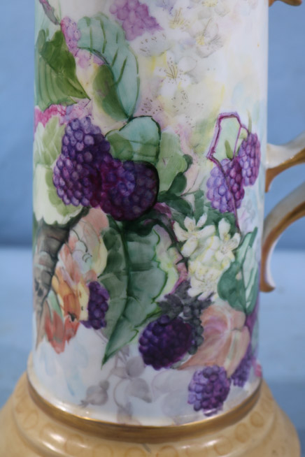 424b - Victorian pitcher with hand painted blackberries