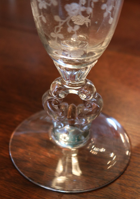 422d - Tall Rosepoint crystal vase on round base