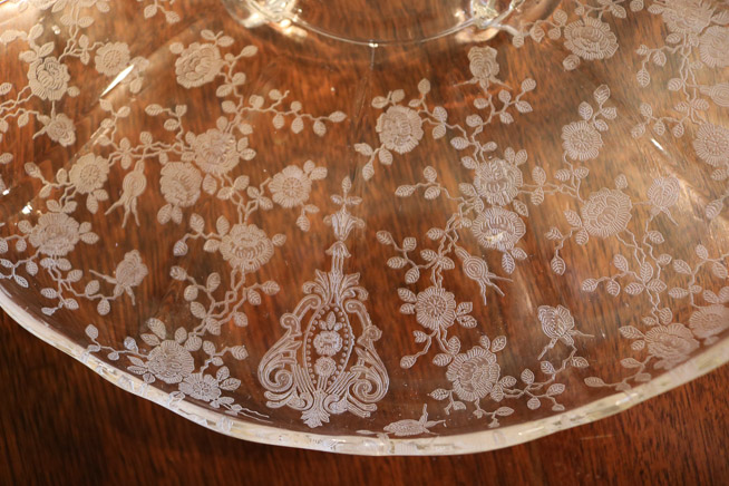 428b - Footed Rosepoint crystal tray