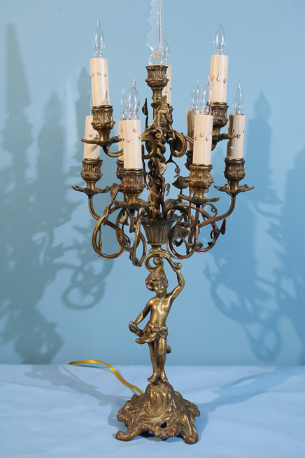 178a - Heavy bronze figural candelabra, 28 in. T.