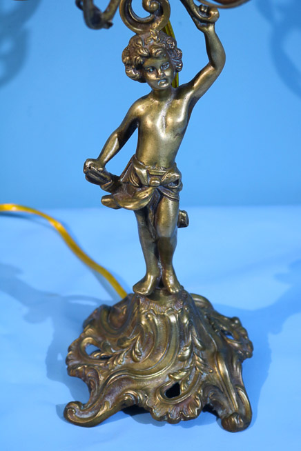 178b - Heavy bronze figural candelabra, 28 in. T.