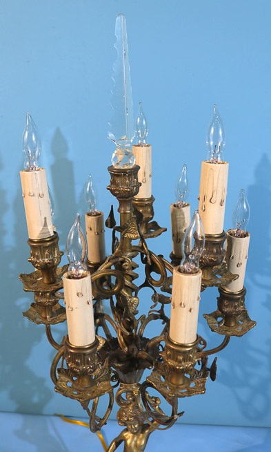 178c - Heavy bronze figural candelabra, 28 in. T.