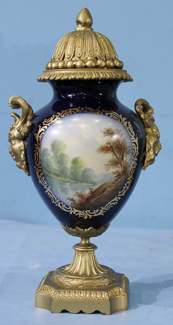 421c -2 piece severs vase and small capped urn