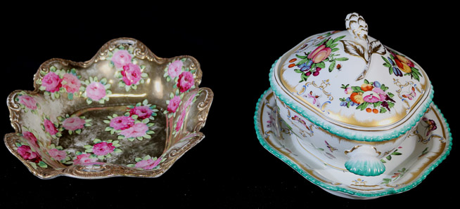 175c - 3 pieces of hand painted porcelain