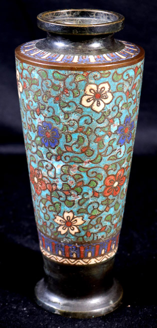 231a - Champleve Oriental vase, 9.5 in. T.