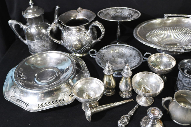 441b - 18 pieces of sterling and silver-plate