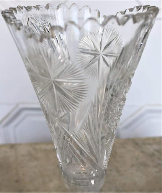 238b - Brilliant cut glass Trumpet Vase 12 T