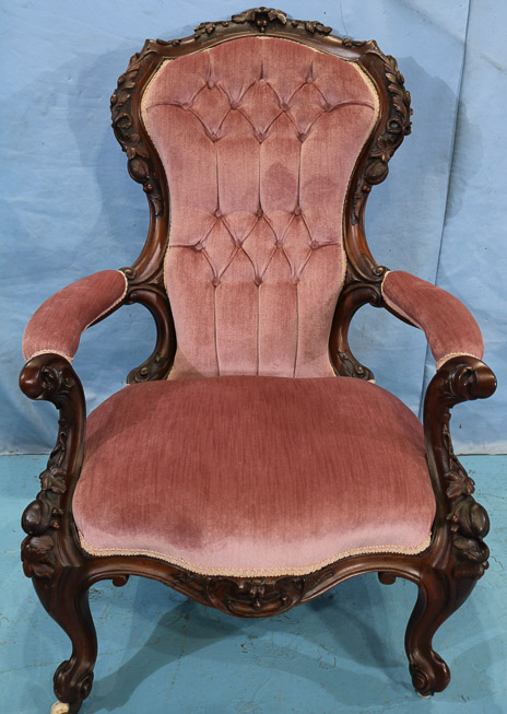 139a - Rosewood rococo arm parlor chair-13