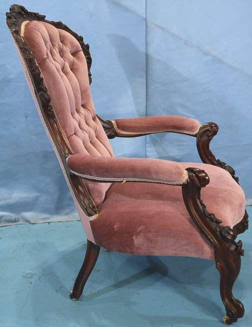 139e - Rosewood rococo arm parlor chair-13