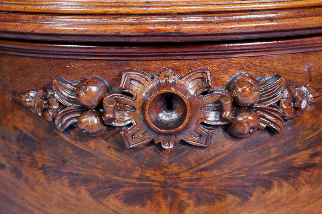 157e - Burl walnut rococo credenza parlor cabinet-14