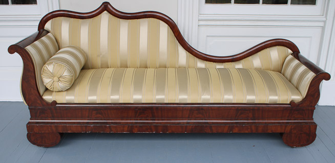 050a - Mahogany Period Empire solid wood back recamier