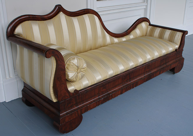 050b - Mahogany Period Empire solid wood back recamier