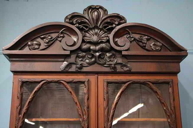 052c - Tall walnut Victorian secretary desk