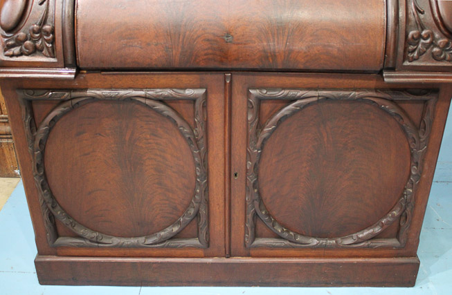 052d - Tall walnut Victorian secretary desk