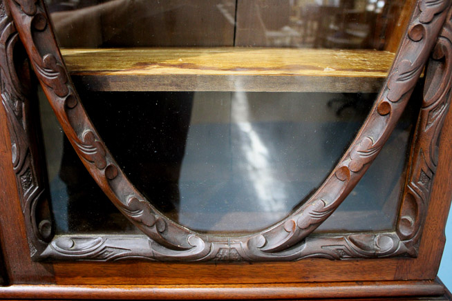 052f - Tall walnut Victorian secretary desk