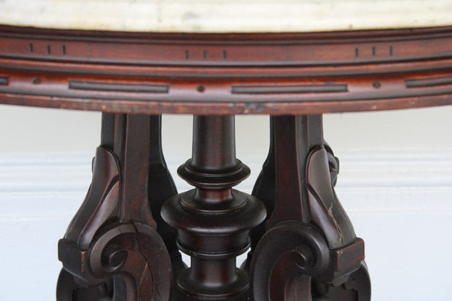 101c - Walnut Victorian marble top center table