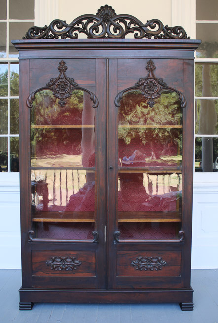 168a - Rosewood rococo 2 door bookcase