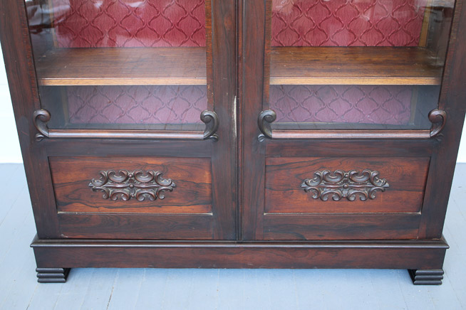 168b - Rosewood rococo 2 door bookcase