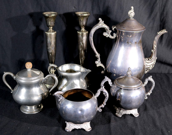 351a - 7 pieces of old silver-plate